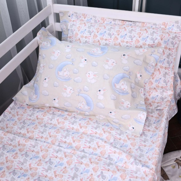 Фото - Комплект постільної білизни MirSon Poplin Line Kids 07 Rabbits 220х240 (2200009717956)